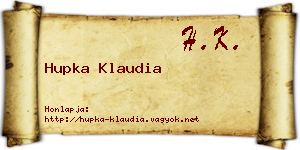 Hupka Klaudia névjegykártya